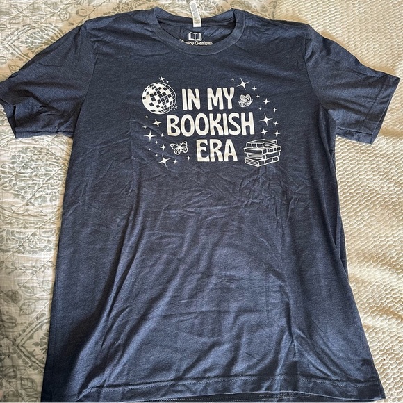 Bella Canvas Tops - Bella + Canvas Screen Printed Tee Bookish Era Dark Blue Women's Size Large